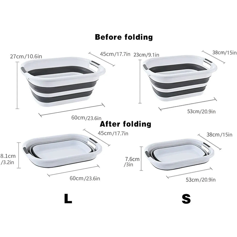 Foldable Laundry Basket Collapsible Washing Clothes Bin with Handles for Home - L