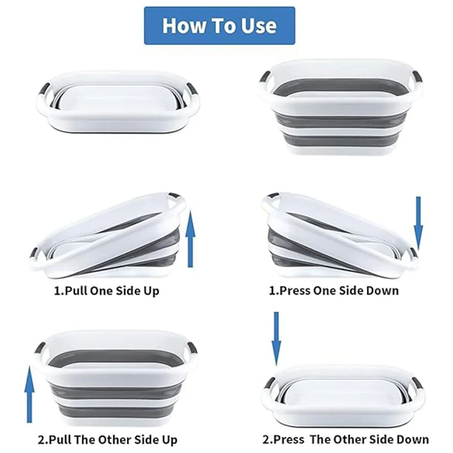 Foldable Laundry Basket Collapsible Washing Clothes Bin with Handles for Home - L