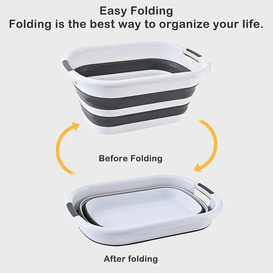 Foldable Laundry Basket Collapsible Washing Clothes Bin with Handles for Home - L