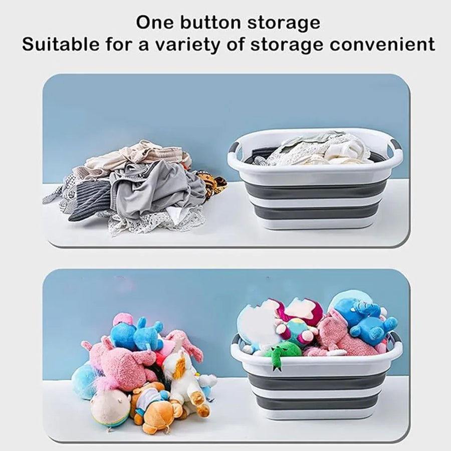 Foldable Laundry Basket Collapsible Washing Clothes Bin with Handles for Home - L