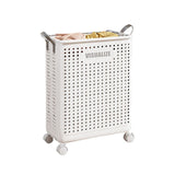 Folding Portable Laundry Basket Multifunctional Storage for Bathroom Household - M-Beige - Rear View