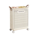 Folding Portable Laundry Basket Multifunctional Storage for Bathroom Household - M-Beige - Close-Up Angle
