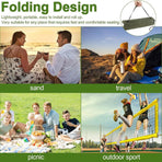 Folding Portable Camping Chair Lightweight Stool with Backrest Outdoor Bench - Black