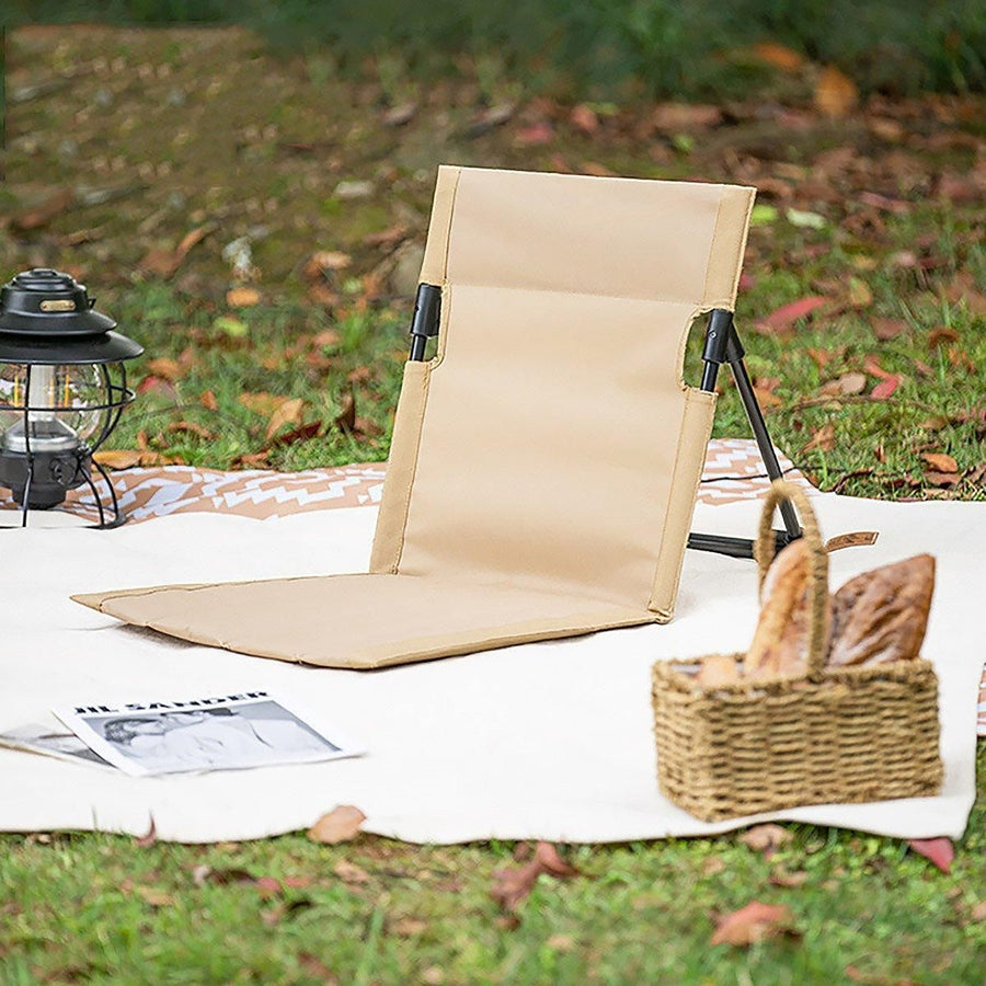 Folding Portable Camping Chair Lightweight Stool with Backrest Outdoor Bench - Brown