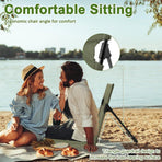 Folding Portable Camping Chair Lightweight Stool with Backrest Outdoor Bench - Khaki