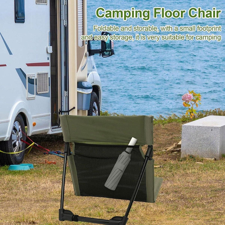 Folding Portable Camping Chair Lightweight Stool with Backrest Outdoor Bench - Khaki