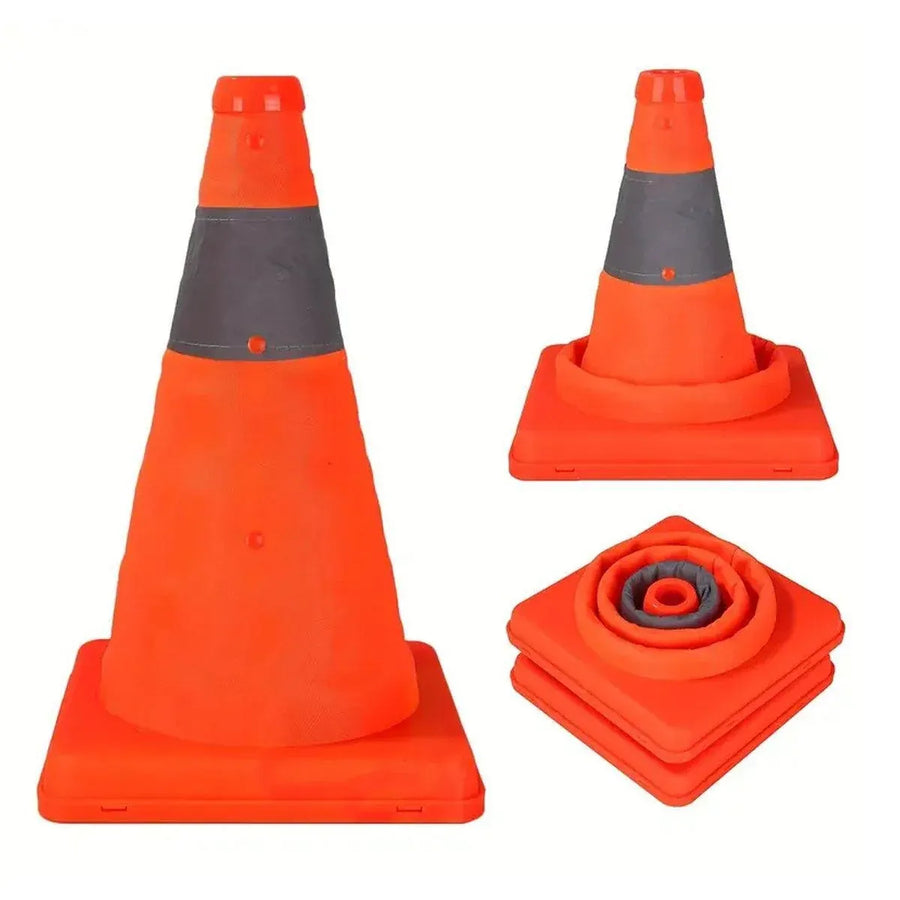 Folding Road Warning Reflective Barrier Cone Emergency Traffic Expansion Safety - 70cm