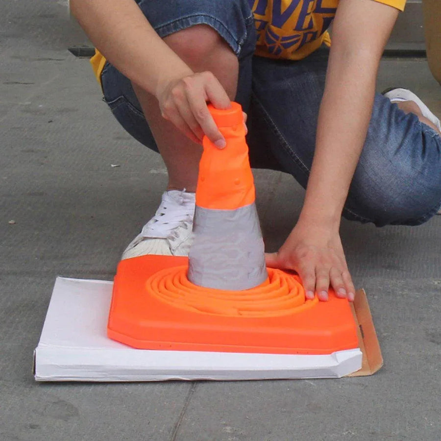 Folding Road Warning Reflective Barrier Cone Emergency Traffic Expansion Safety - 70cm