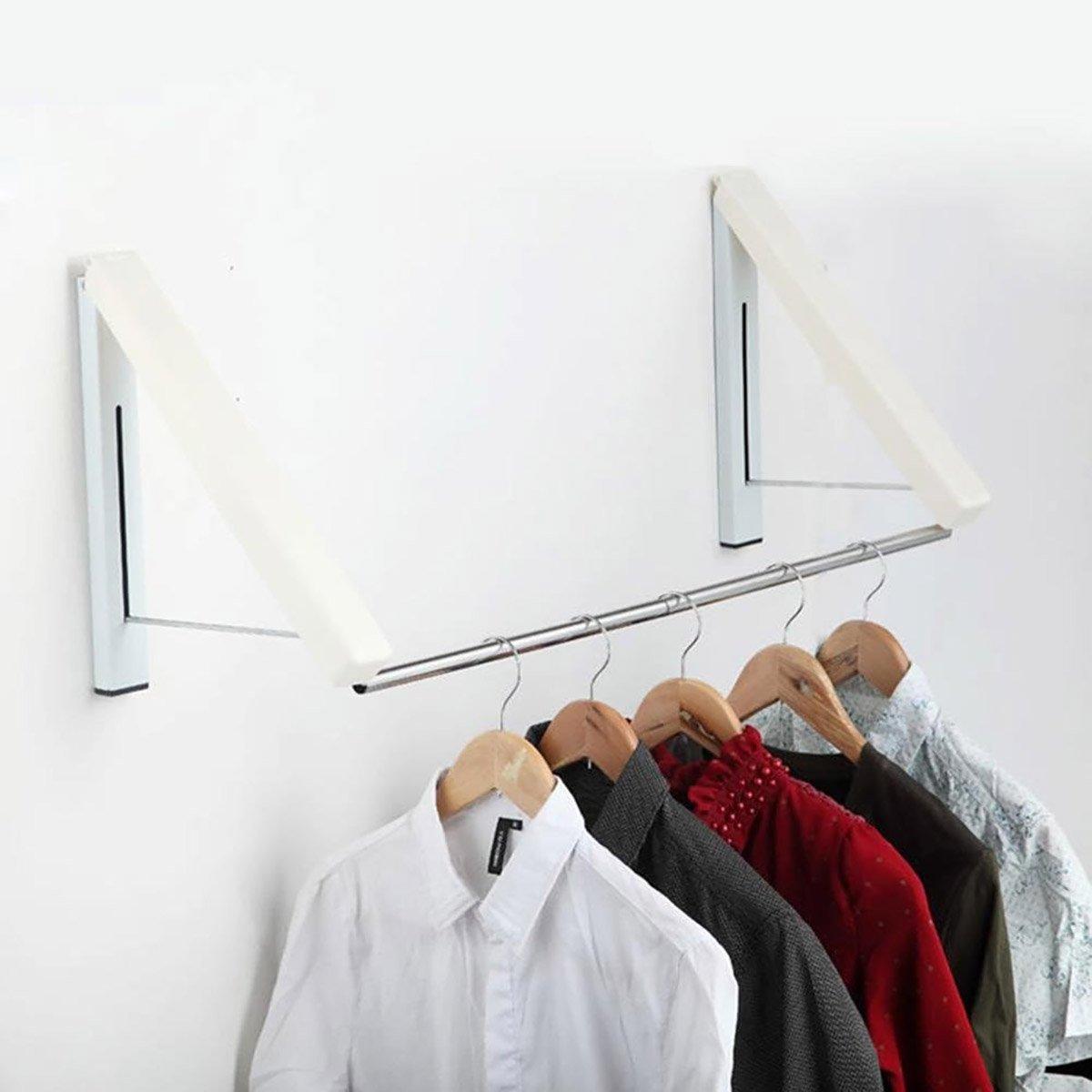 Mini Wall Hanging Retractable Clothes Drying Rack Space Saving Laundry Hanger - B