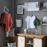 Mini Wall Hanging Retractable Clothes Drying Rack Space Saving Laundry Hanger - D
