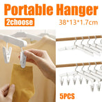 5PCS Portable Foldable Hangers Durable Plastic for Closet Laundry Space Saving - No clothes clip