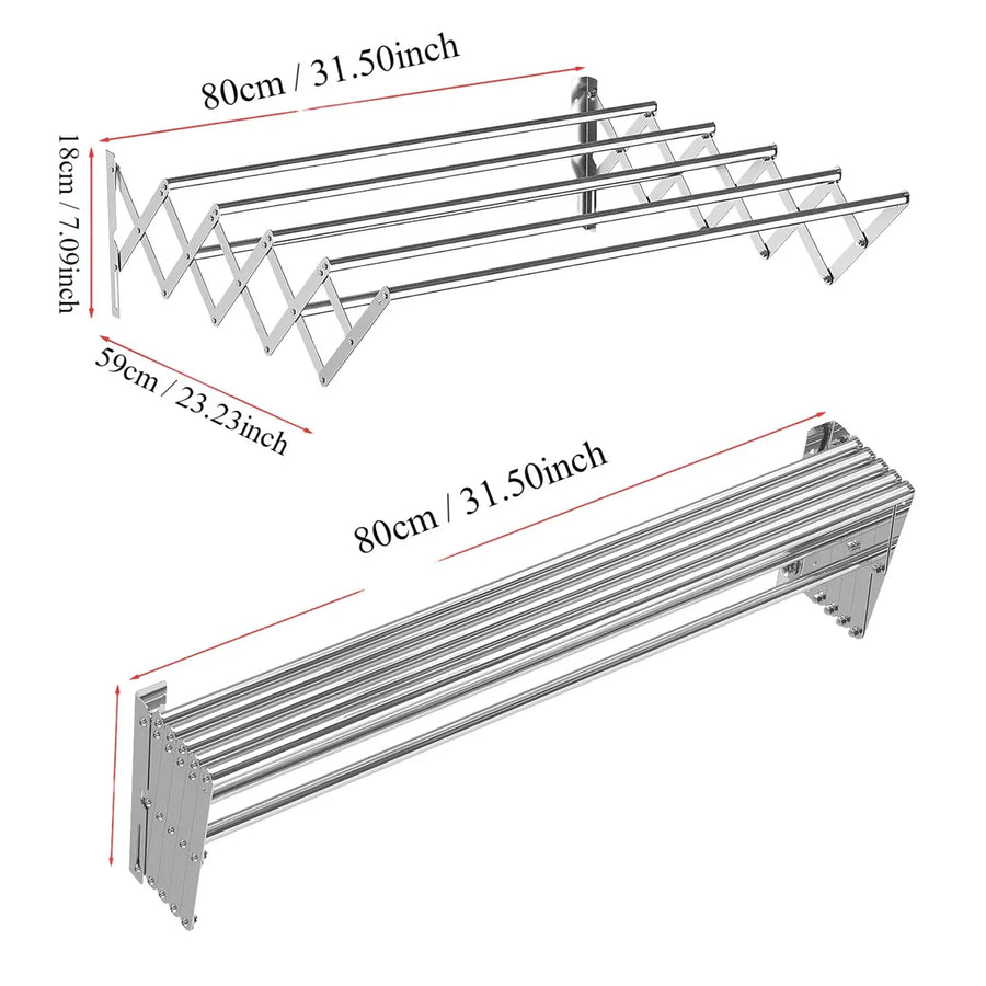 Foldable Wall Mounted Clothes Towel Hanger Space Saving Durable