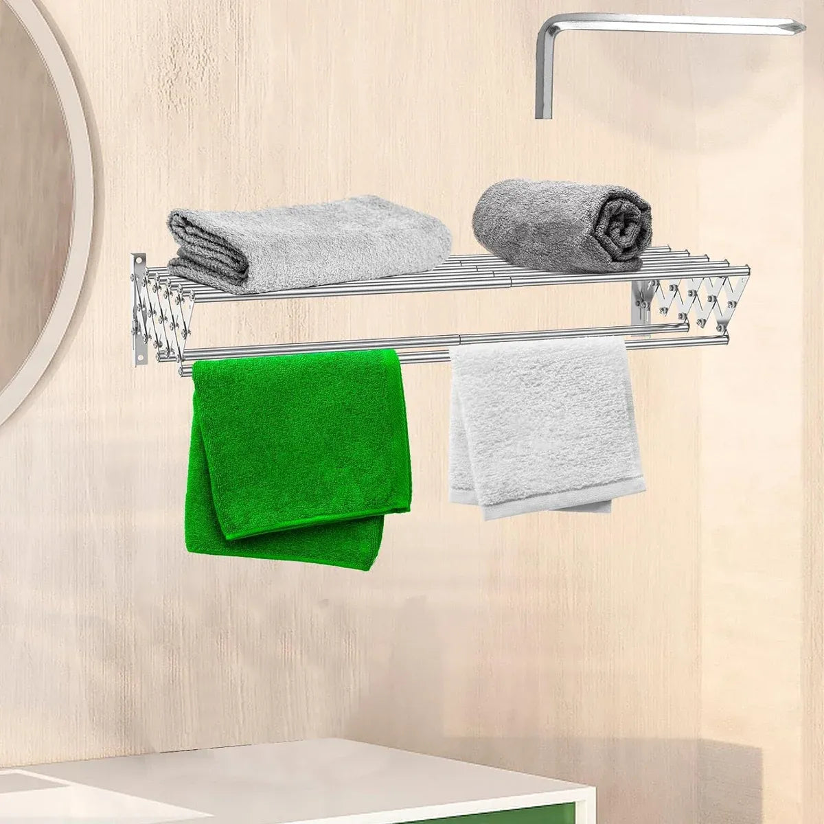 Foldable Wall Mounted Clothes Towel Hanger Space Saving Durable