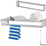 Foldable Wall Mounted Clothes Towel Hanger Space Saving Durable - Extra Image