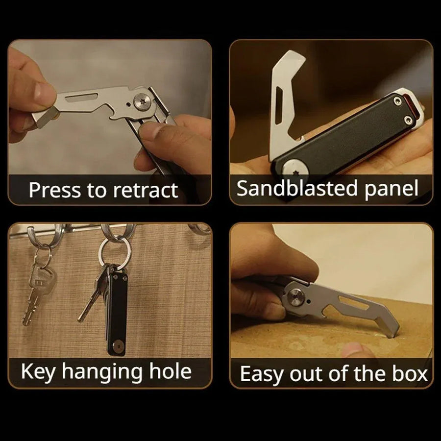 Multifunctional Folding Knife Case Opener Portable Bottle Opener EDC Tool Kit - Black