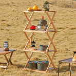 Portable Camping Shelf Multi-functional Picnic Organizer Folding Storage Rack