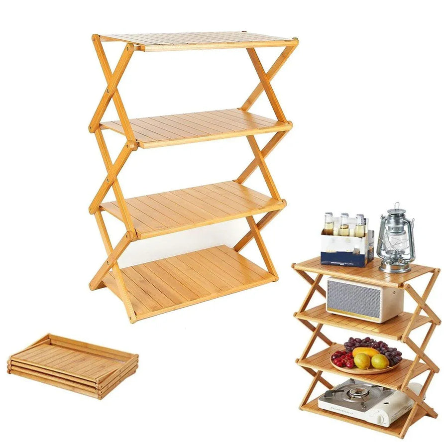 Portable Camping Shelf Multi-functional Picnic Organizer Folding Storage Rack
