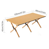 Folding Table Portable Picnic Camping Table Egg Roll Multi Function Outdoor - Side View