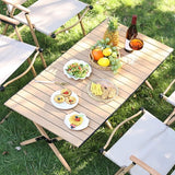 Folding Table Portable Picnic Camping Table Egg Roll Multi Function Outdoor - Top-Down View