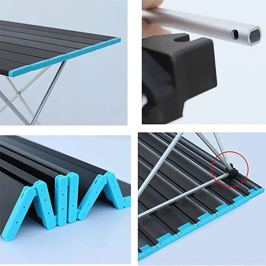 Portable Black Folding Table for Camping Trip BBQ Outdoor Picnic Stall Table