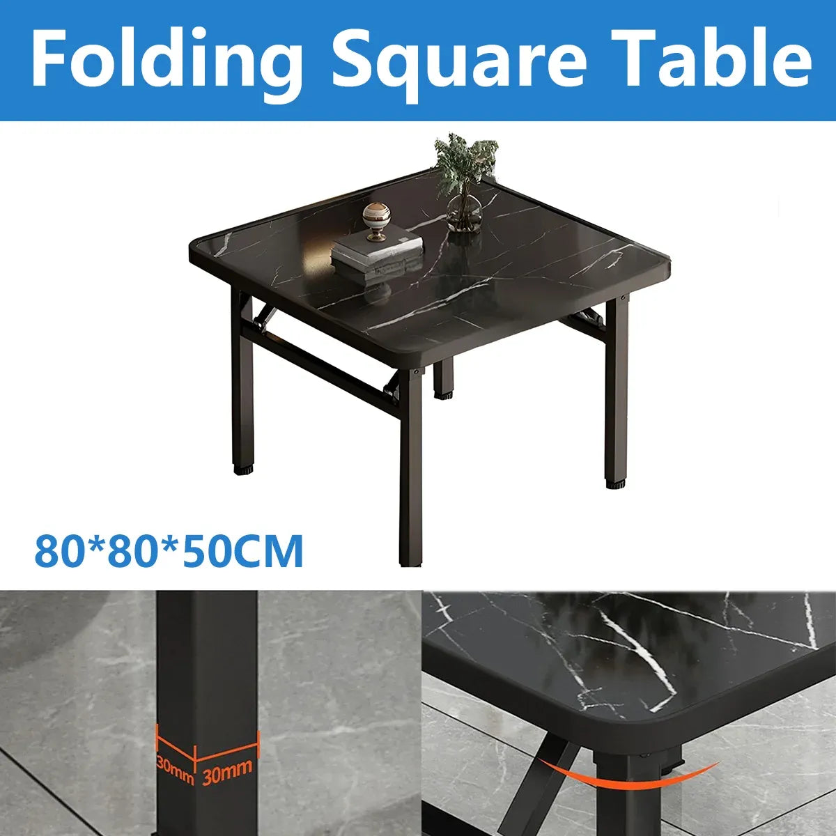 Folding Square Table Space Saving Durable for Home Office Balcony