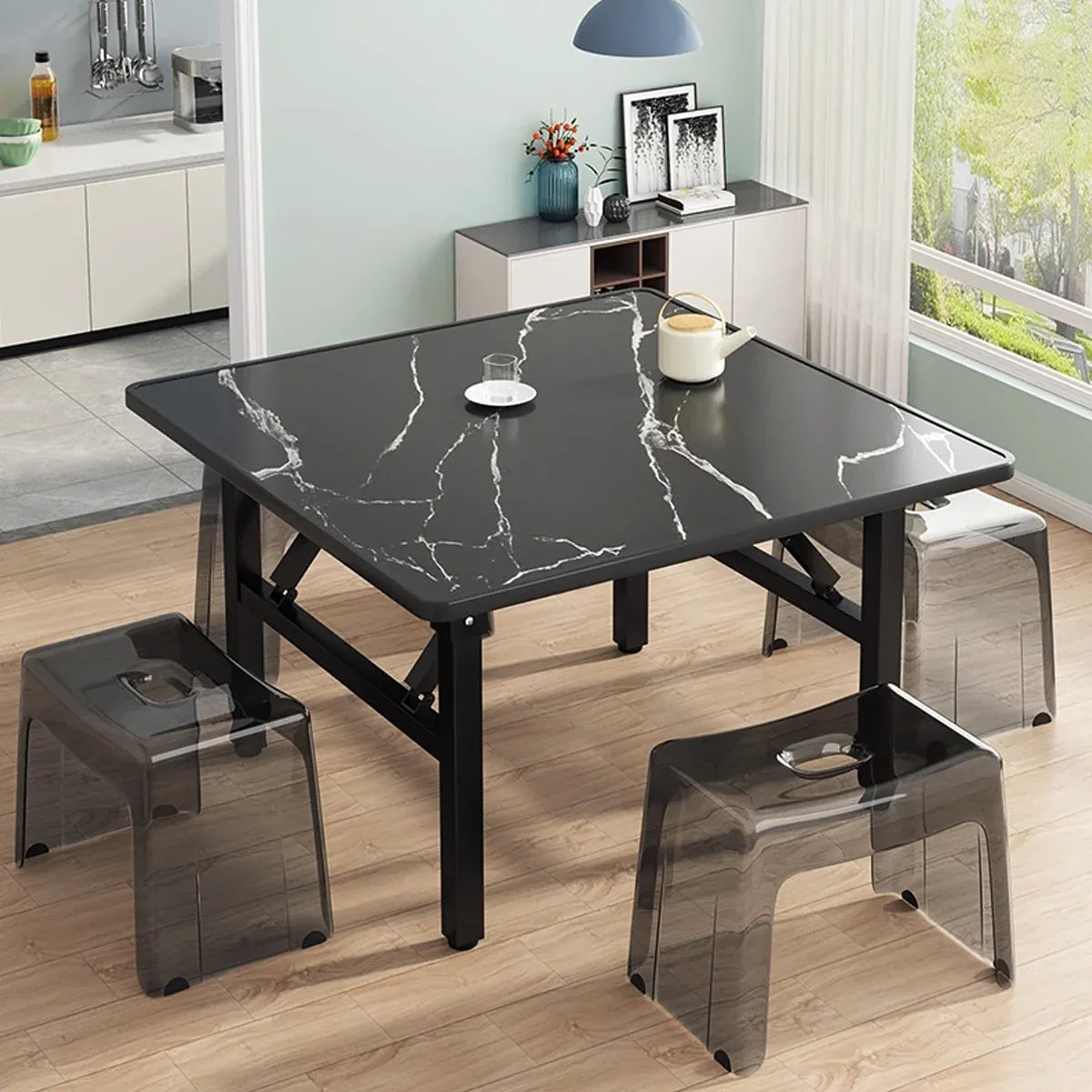 Folding Square Table Space Saving Durable for Home Office Balcony