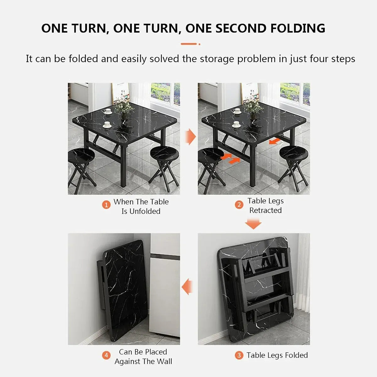 Folding Square Table Space Saving Durable for Home Office Balcony