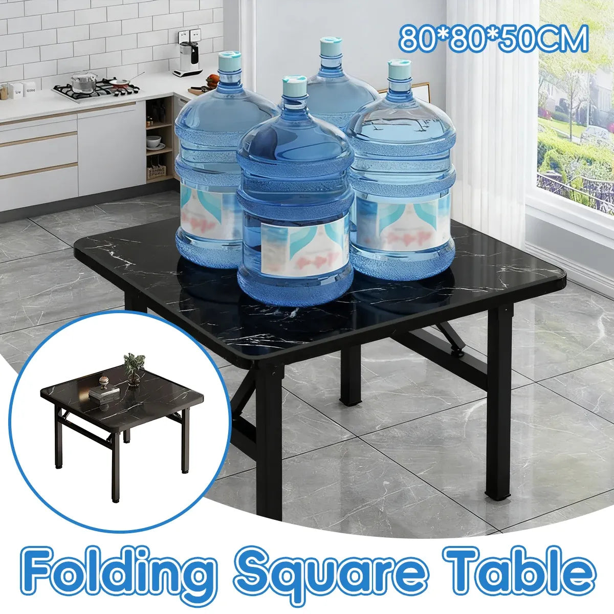Folding Square Table Space Saving Durable for Home Office Balcony