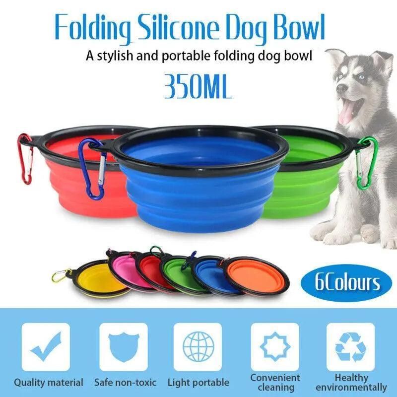 Foldable Silicone Pet Bowl Portable Travel Feeder for Dog and Cat - Green