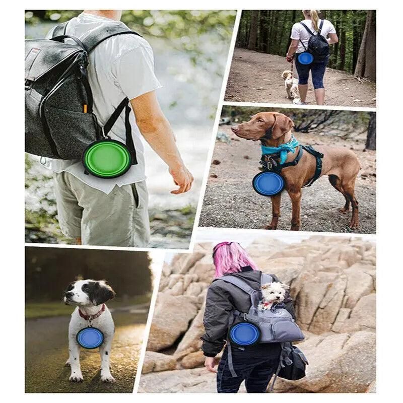 Foldable Silicone Pet Bowl Portable Travel Feeder for Dog and Cat - Green