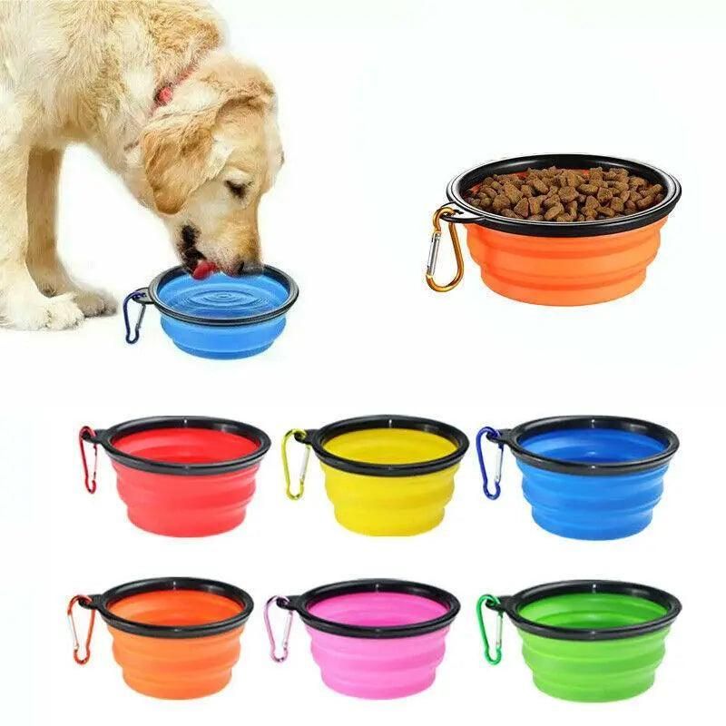 Foldable Silicone Pet Bowl Portable Travel Feeder for Dog and Cat - Pink