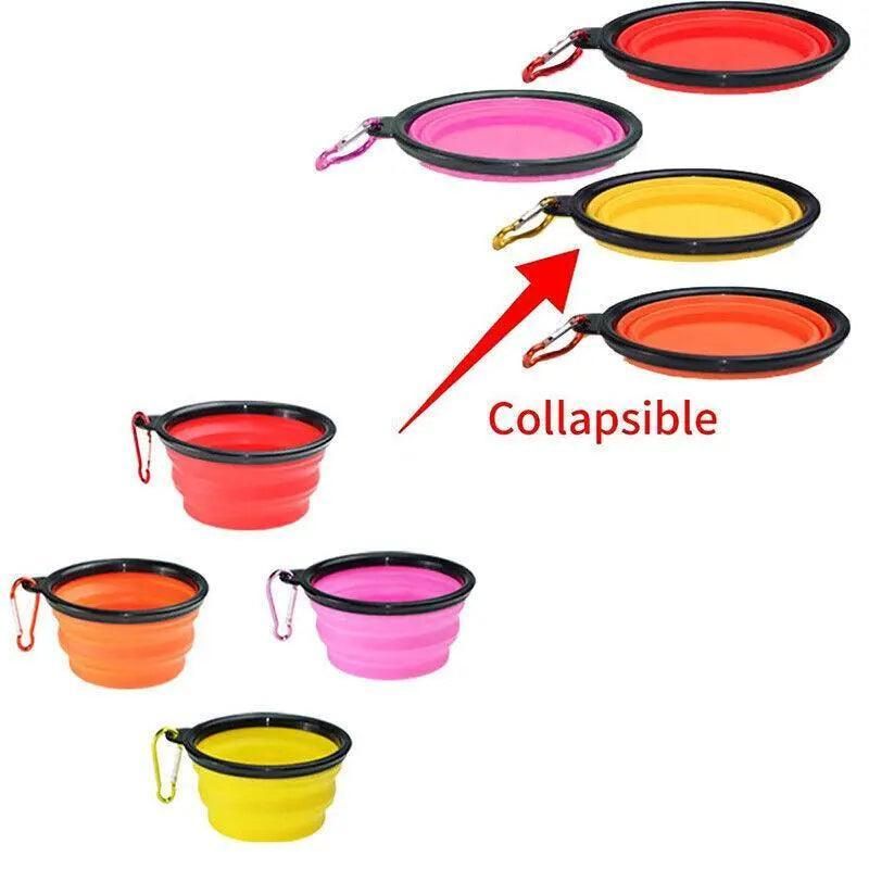 Foldable Silicone Pet Bowl Portable Travel Feeder for Dog and Cat - Pink