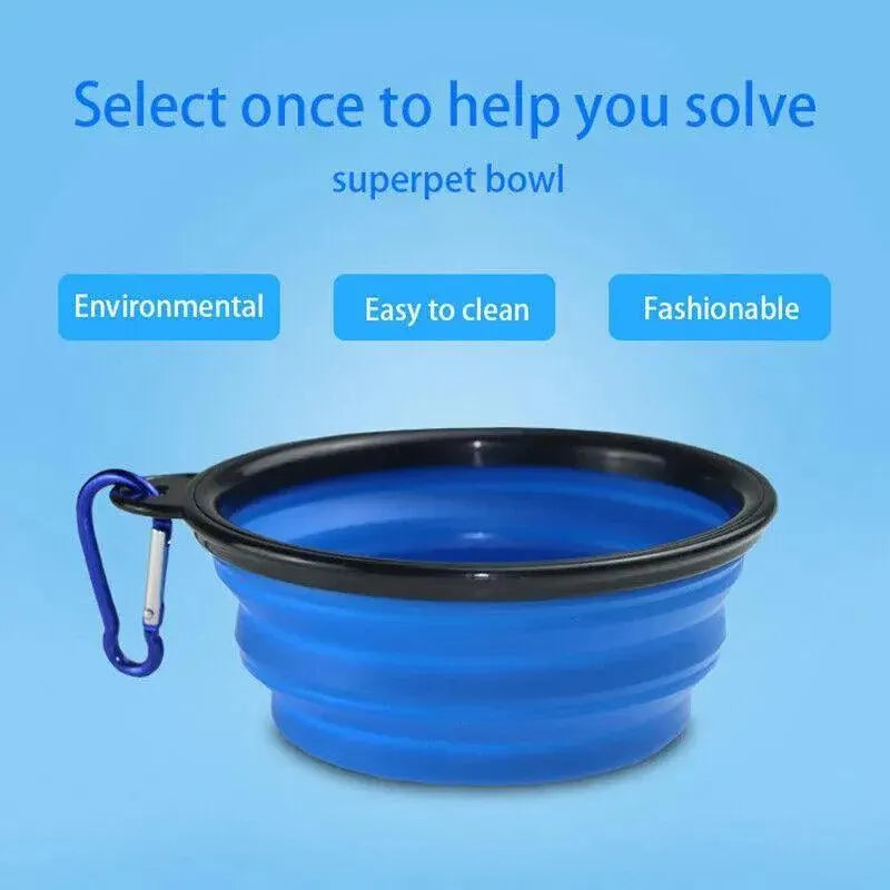 Foldable Silicone Pet Bowl Portable Travel Feeder for Dog and Cat - Pink