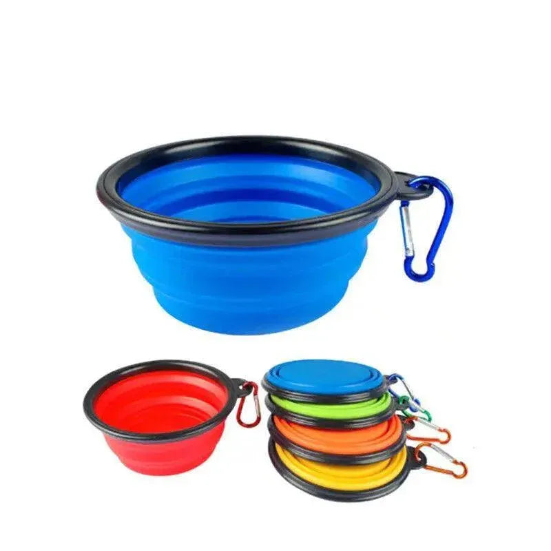 Foldable Silicone Pet Bowl Portable Travel Feeder for Dog and Cat - Pink