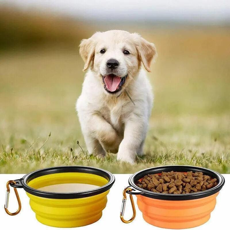Foldable Silicone Pet Bowl Portable Travel Feeder for Dog and Cat - Pink