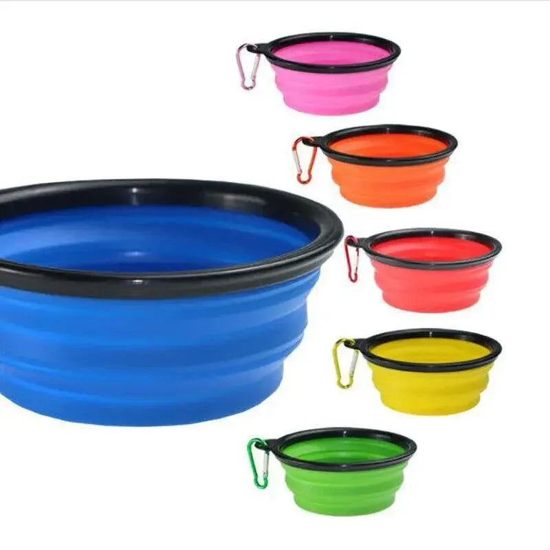 Foldable Silicone Pet Bowl Portable Travel Feeder for Dog and Cat - Red