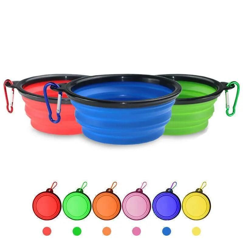Foldable Silicone Pet Bowl Portable Travel Feeder for Dog and Cat - Red