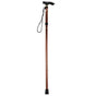 Folding Walking Stick Travel Cane Adjustable Height 82 to 92cm Aluminium Anti Slip - Brown