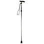 Folding Walking Stick Travel Cane Adjustable Height 82 to 92cm Aluminium Anti Slip - Silver