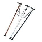 Folding Walking Stick Travel Cane Adjustable Height 82 to 92cm Aluminium Anti Slip - Silver