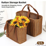 Imitation Rattan Woven Basket Shopping Basket Fruit Vegetable Storage Basket - Small