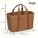 Imitation Rattan Woven Basket Shopping Basket Fruit Vegetable Storage Basket - Small