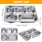 8pcs Stainless Steel Divided Dinner Plates Square Fast Food Plate for Students