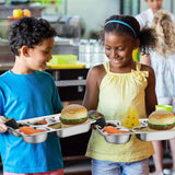 8pcs Stainless Steel Divided Dinner Plates Square Fast Food Plate for Students - Top-Down View