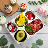 8pcs Stainless Steel Divided Dinner Plates Square Fast Food Plate for Students - 45-Degree Angle