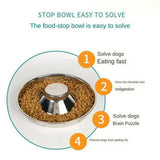 Stainless Steel Pet Bowl Slow Feeder Dish Puppy Dog Cat Food Feeding Weaning Bowl - M - 45-Degree Angle