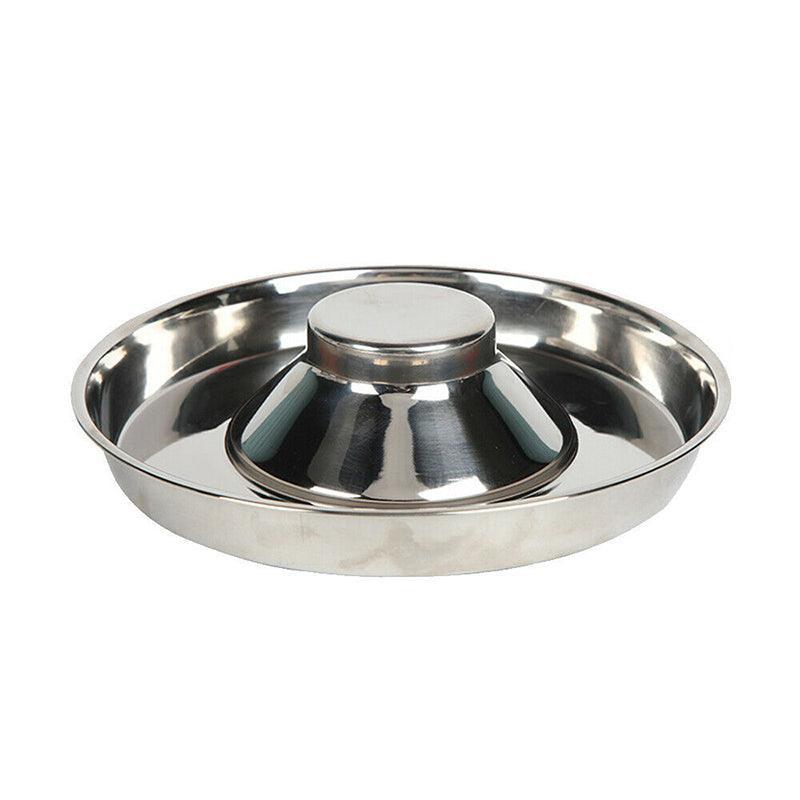 Stainless Steel Pet Bowl Slow Feeder Dish Puppy Dog Cat Food Feeding Weaning Bowl - M