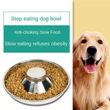 Stainless Steel Pet Bowl Slow Feeder Dish Puppy Dog Cat Food Feeding Weaning Bowl - S - Low Angle