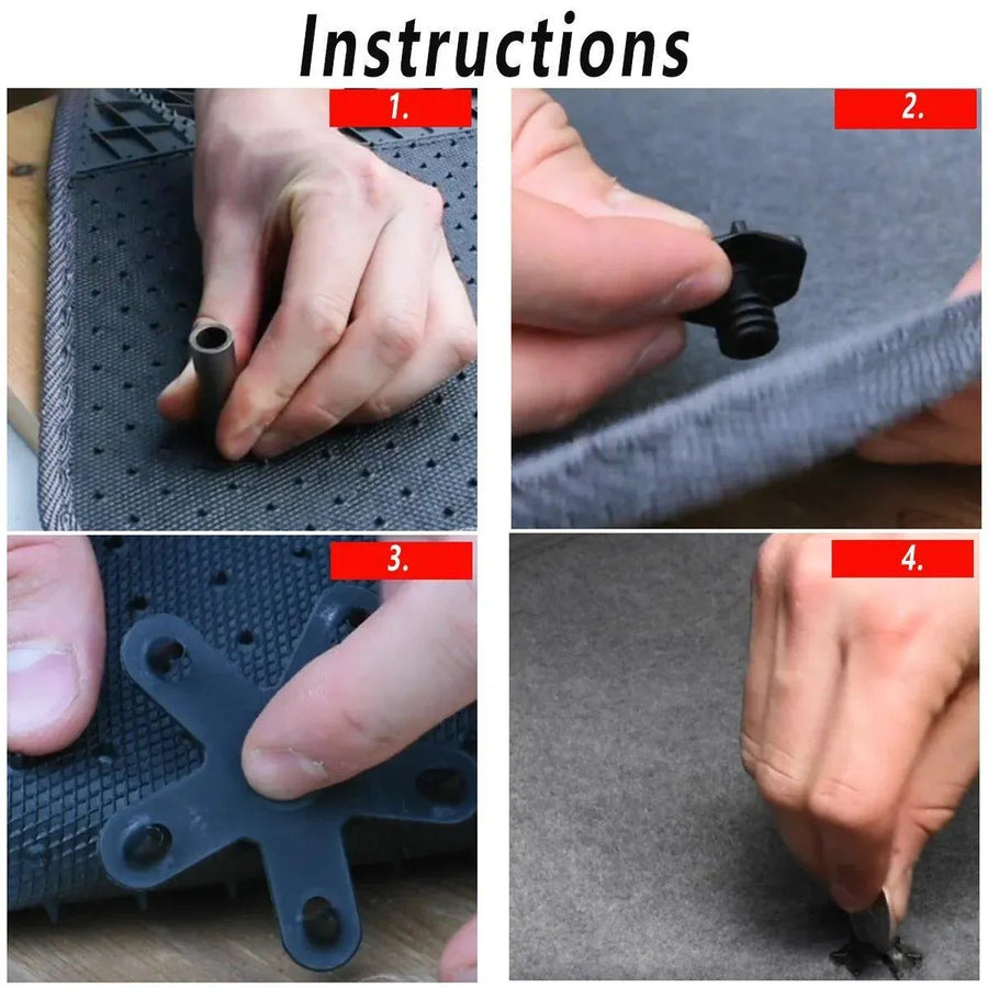4Set Floor Mat Clips Set of Anti-Slip Fixing Retainers for Car Mats Removable