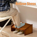 Home Office Bamboo Under Desk Footrest Adjustable Height Wooden Foot Rest Stool